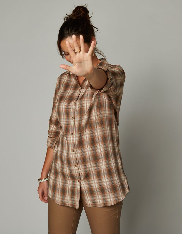 Chemise longue à carreaux flanelle (caramel) Chemise longue à carreaux flanelle (caramel)