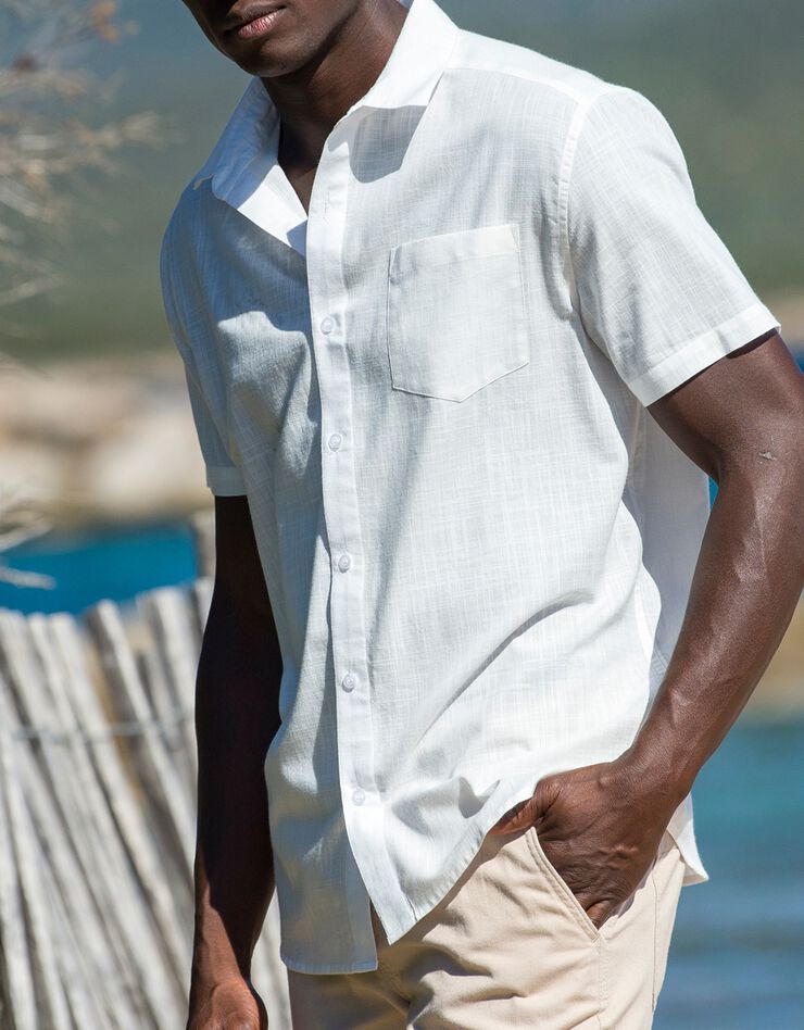 Chemise unie aspect lin manches courtes (naturel)