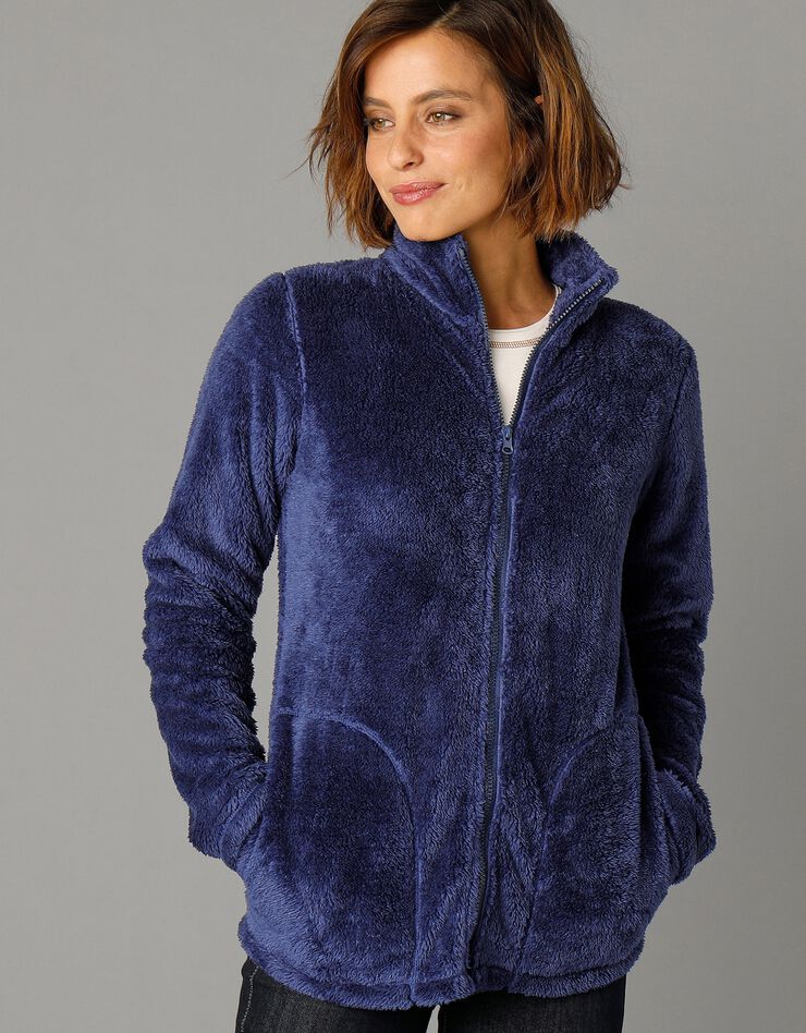 Veste zippée maille peluche (marine) Veste zippée maille peluche (marine)