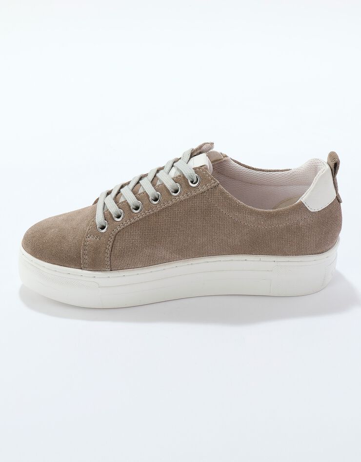 Baskets compensées cuir (taupe grisé)