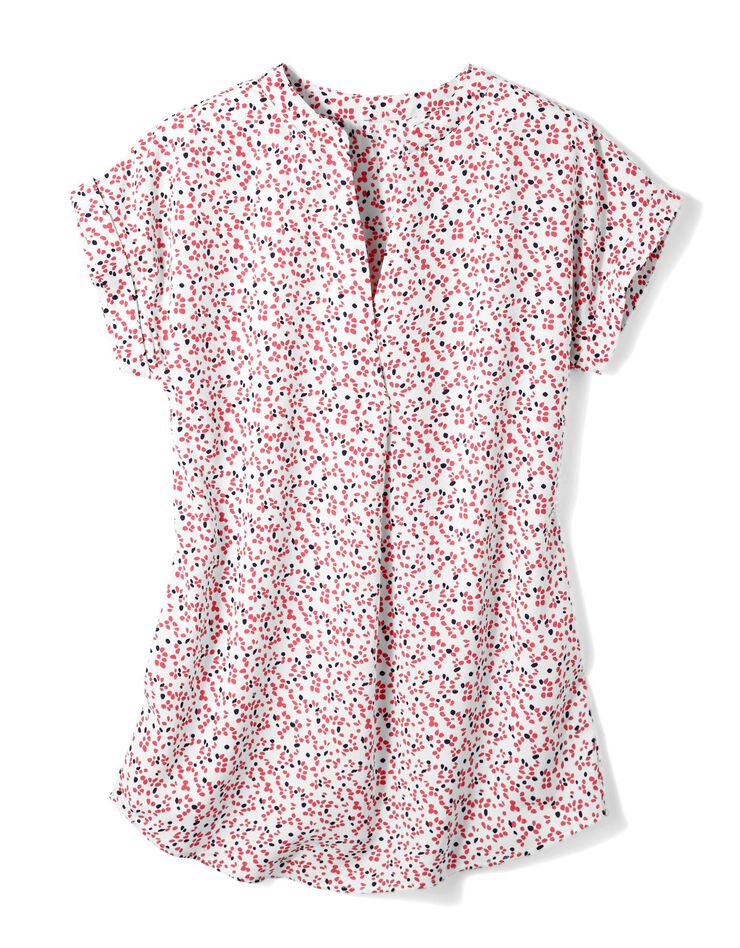 Tunique imprimé minimaliste, crêpe (blanc / corail) Tunique imprimé minimaliste, crêpe (blanc / corail)