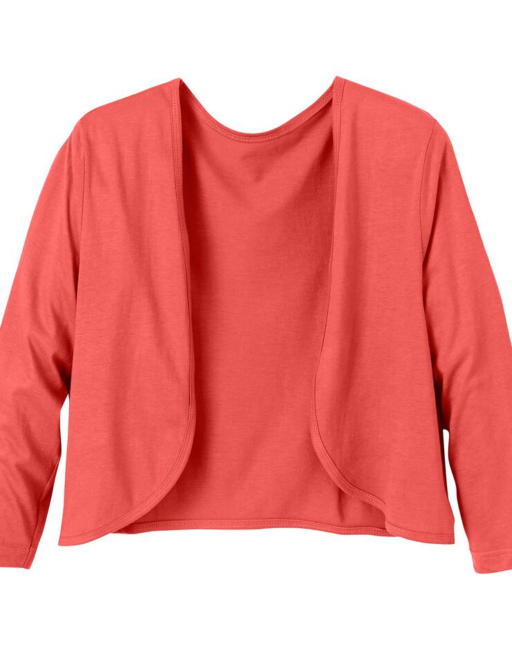 Boléro manches 3/4 uni (corail) Boléro manches 3/4 uni (corail)