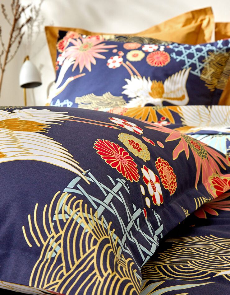 Linge de lit Asia en coton (marine)