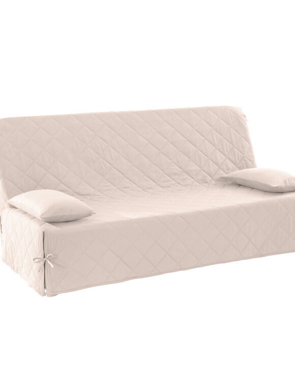 Housse clic-clac standard matelass&eacute;e coton bachette uni (sable)