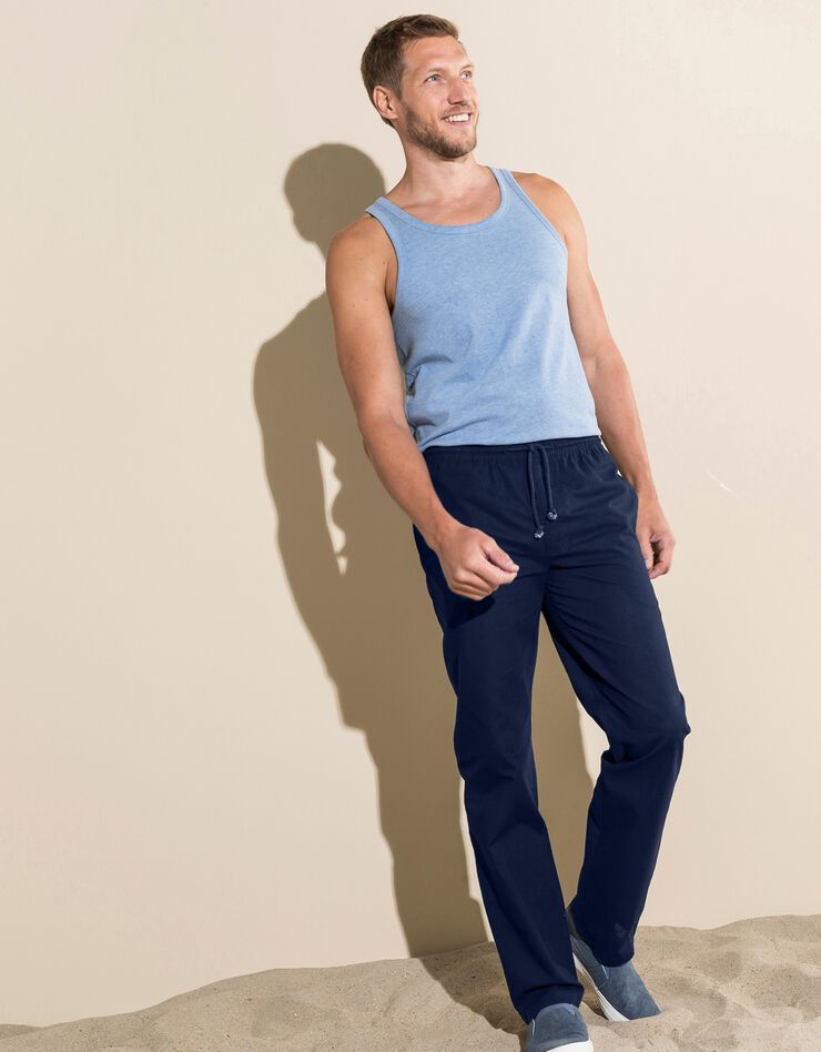 Pantalon toile taille élastiquée (marine)