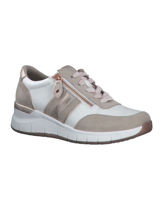 Baskets semelle compensée - grande largeur (beige rosé)