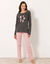 Pyjama pantalon imprimé chat (gris chiné / rose)