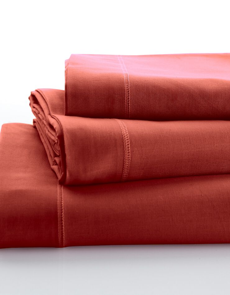 Linge de lit uni polyester-coton Colombine (terracotta)