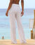 Pantalon large droit, crépon fluide (blanc)