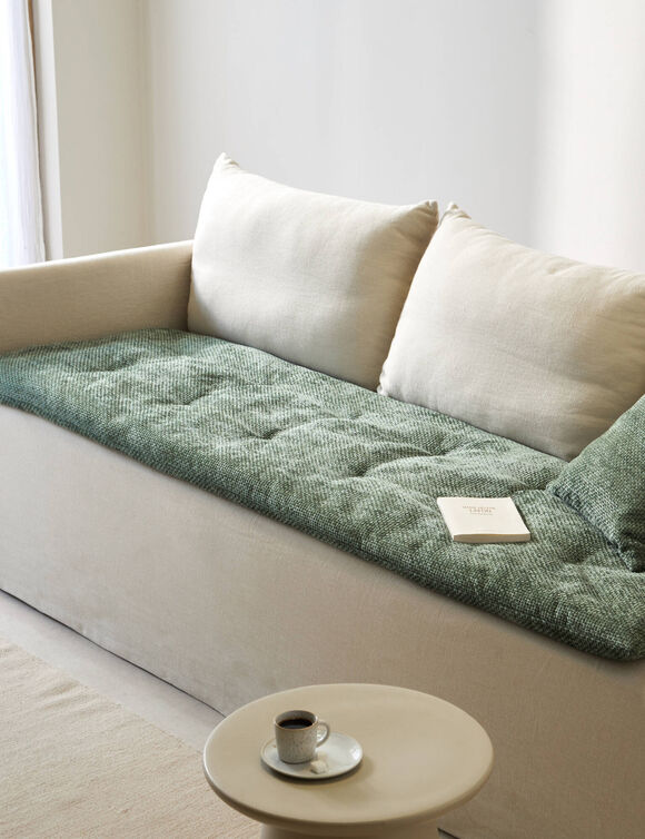 Long coussin de canap&eacute; tissage chenille (vert)