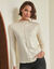 T-shirt col montant, manches longues, finition frisottis (&eacute;cru)
