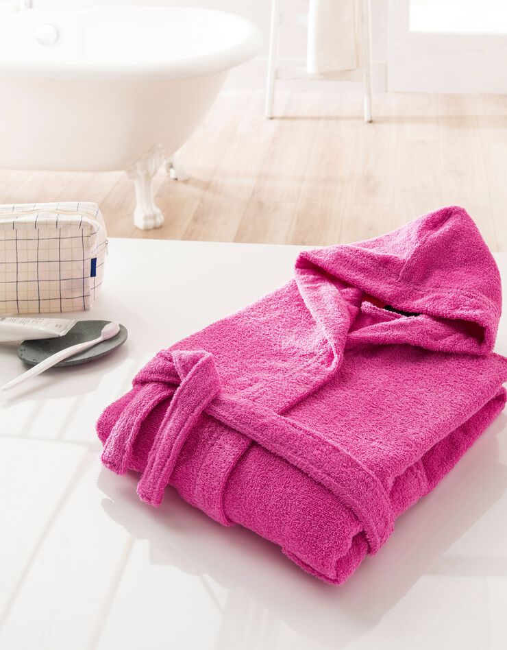 Peignoir enfant éponge bouclette à capuche (fuchsia)