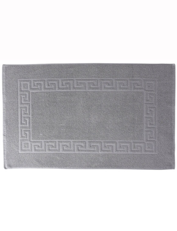 Tapis de bain éponge liteau motif frise grecque (gris moyen)