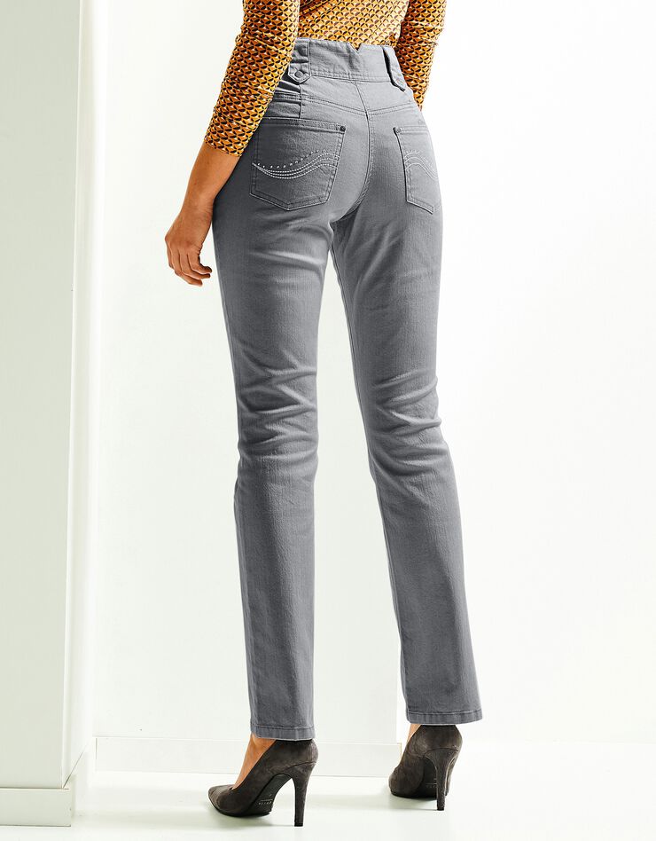 Pantalon droit taille haute effet denim - petite stature (gris)