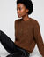Pull loose col tunisien boutonn&eacute;, maille anglaise fils brillants (marron)