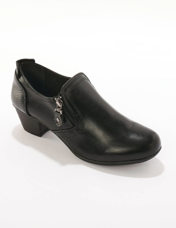 Chaussures trotteur fantaisie zippées - largeur confort (noir)