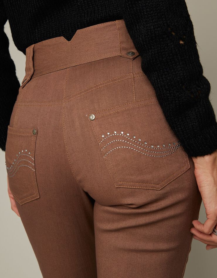 Pantalon droit taille haute effet denim - petite stature (noisette) Pantalon droit taille haute effet denim - petite stature (noisette)
