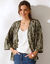 Veste kimono fluide, imprimé tie dye (kaki / écru)