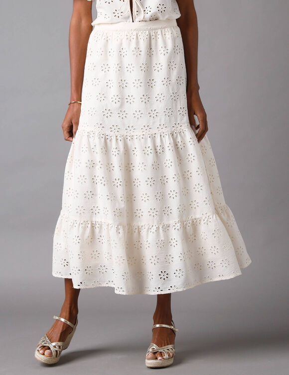 Jupe longue, broderie anglaise (écru)