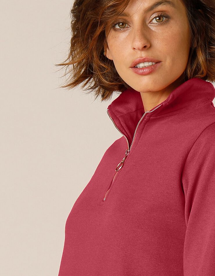 Sweat col montant zippé (cerise) Sweat col montant zippé (cerise)