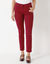 Pantalon 7/8&egrave;me fusel&eacute; stretch uni (rouge fonc&eacute;)