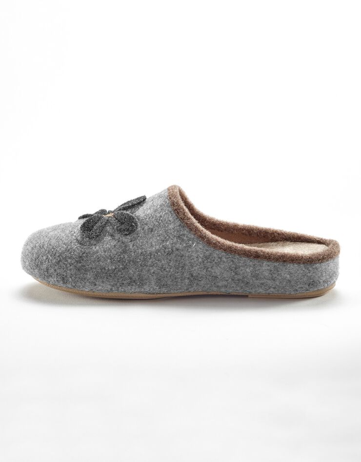Mules fleur appliquée - largeur confort (gris chiné) Mules fleur appliquée - largeur confort (gris chiné)