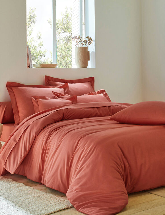 Linge de lit uni coton  (terracotta)