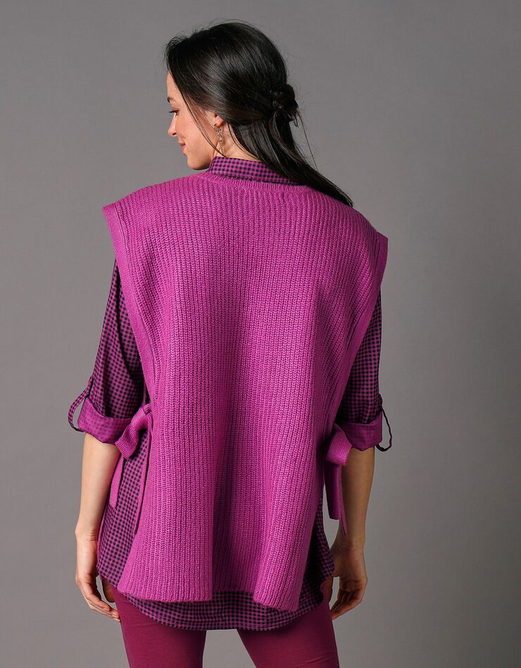 Pull tunique sans manches, maille anglaise toucher mohair (violine) Pull tunique sans manches, maille anglaise toucher mohair (violine)