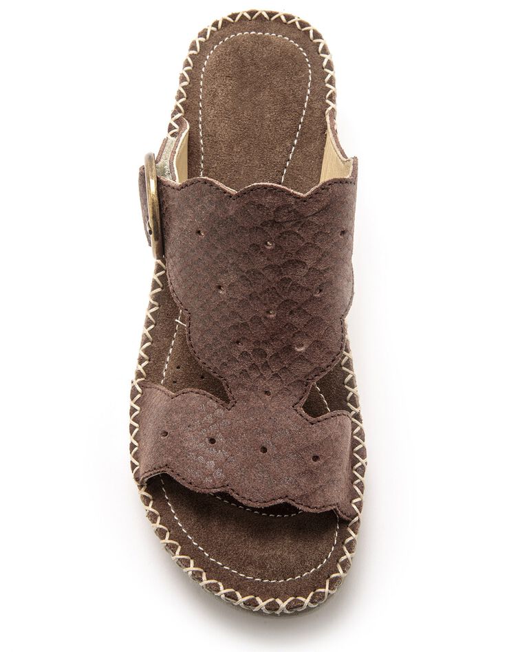Mules cuir effet reptile grande largeur - marron (marron) Mules cuir effet reptile grande largeur - marron (marron)