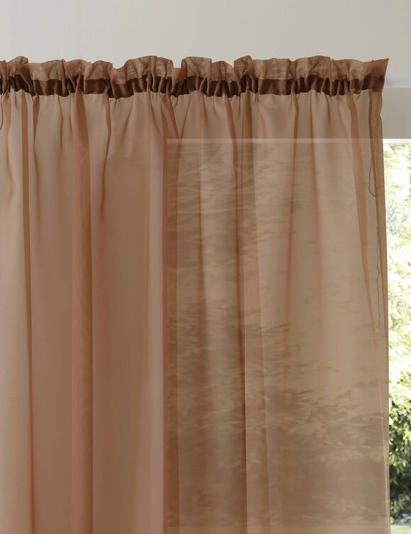 Panneau voile uni finition galon fronceur (taupe)