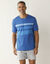 Pyjama short coton rayures placées col rond (bleu / gris)