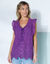 Chemisier boutonné uni, broderie anglaise (violet)