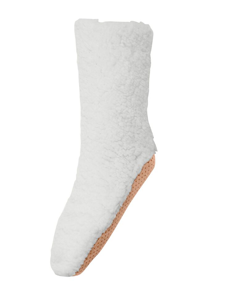 Chaussons-chaussettes cocooning en maille bouclette (écru) Chaussons-chaussettes cocooning en maille bouclette (écru)