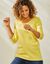 T-shirt manches 3/4 uni, coton (jaune pâle)