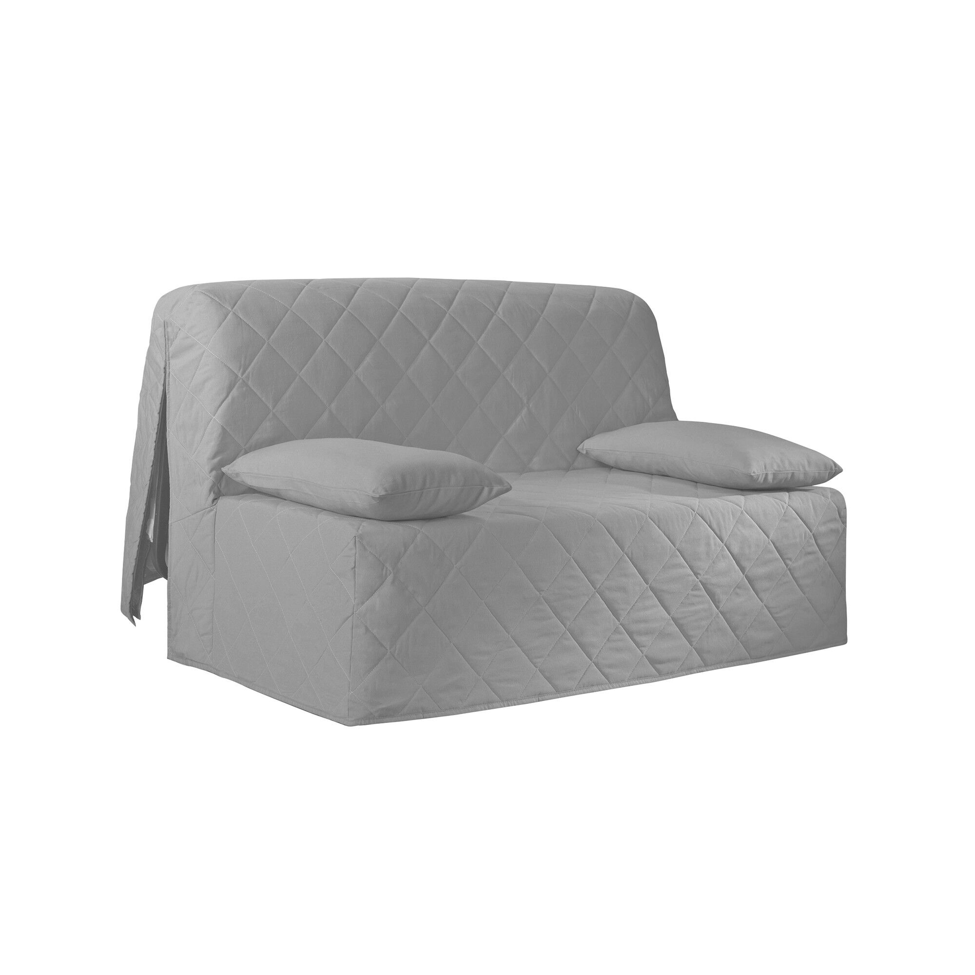 Housse De Canapé 2 Places Coton Uni Combiné Extra Doux Au Toucher Coloris Gris Clair 92098428