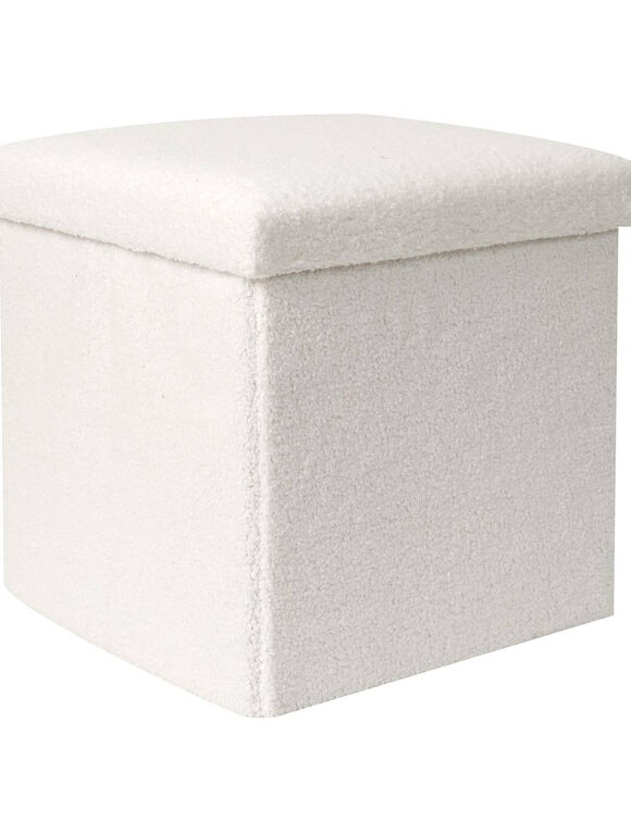 Coffre pouf en bouclette sherpa (blanc)