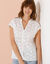Chemisier manches courtes col volanté, broderie anglaise (blanc)