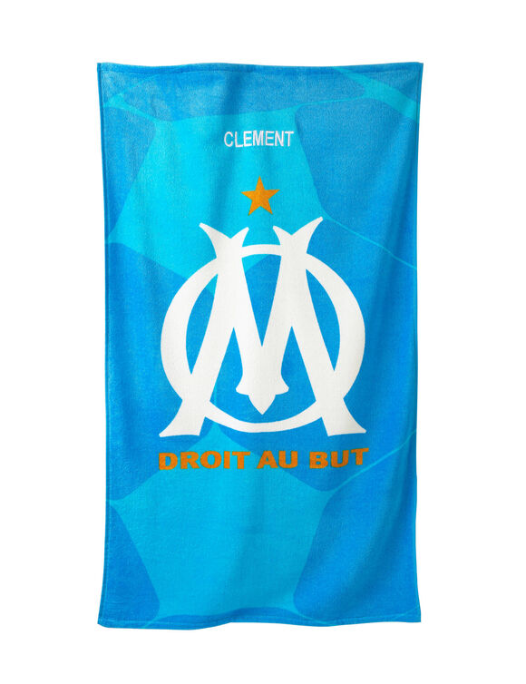 Drap de bain enfant OM&reg; personnalisable, &eacute;ponge et velours coton - 320g/m2  (bleu)