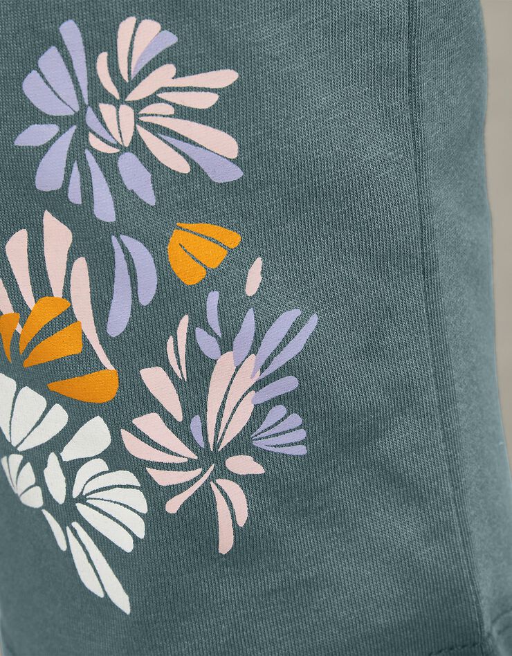 Pantacourt pyjama imprimé placé "pétales de fleurs" (vert sauge)