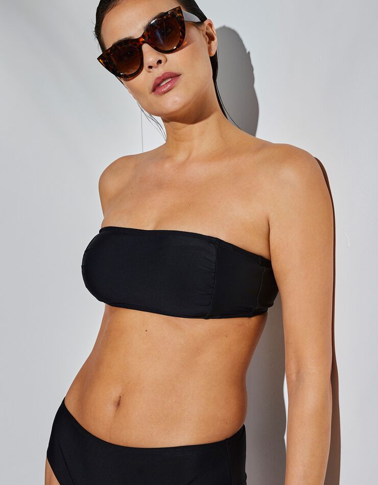 Haut de maillot de bain forme bandeau uni Solaro - sans armatures (noir)