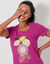Chemise de nuit longue manches courtes motif &laquo;rosaces &raquo; (violine)