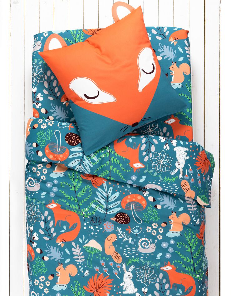 Linge de lit enfant imprimé Champy en coton biologique, éco-responsable (bleu)