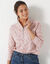 T-shirt col montant zippé imprimé zébré (rose grisé)