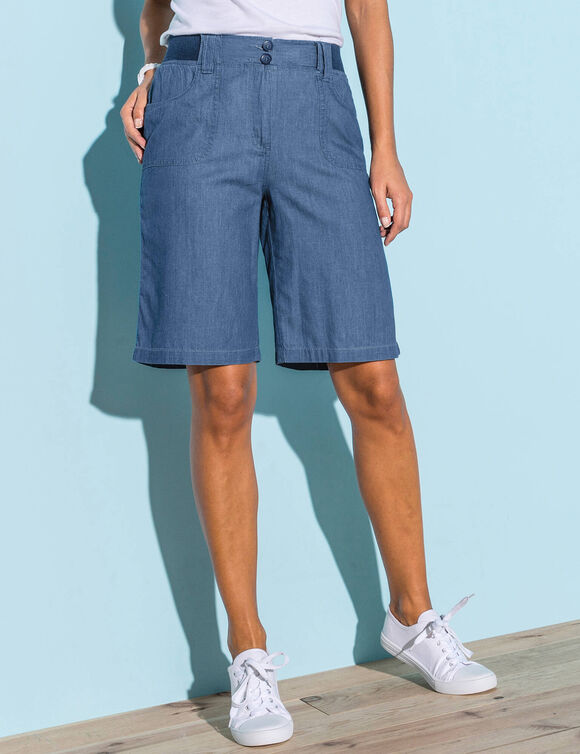 Bermuda denim ceinture maille (stone)