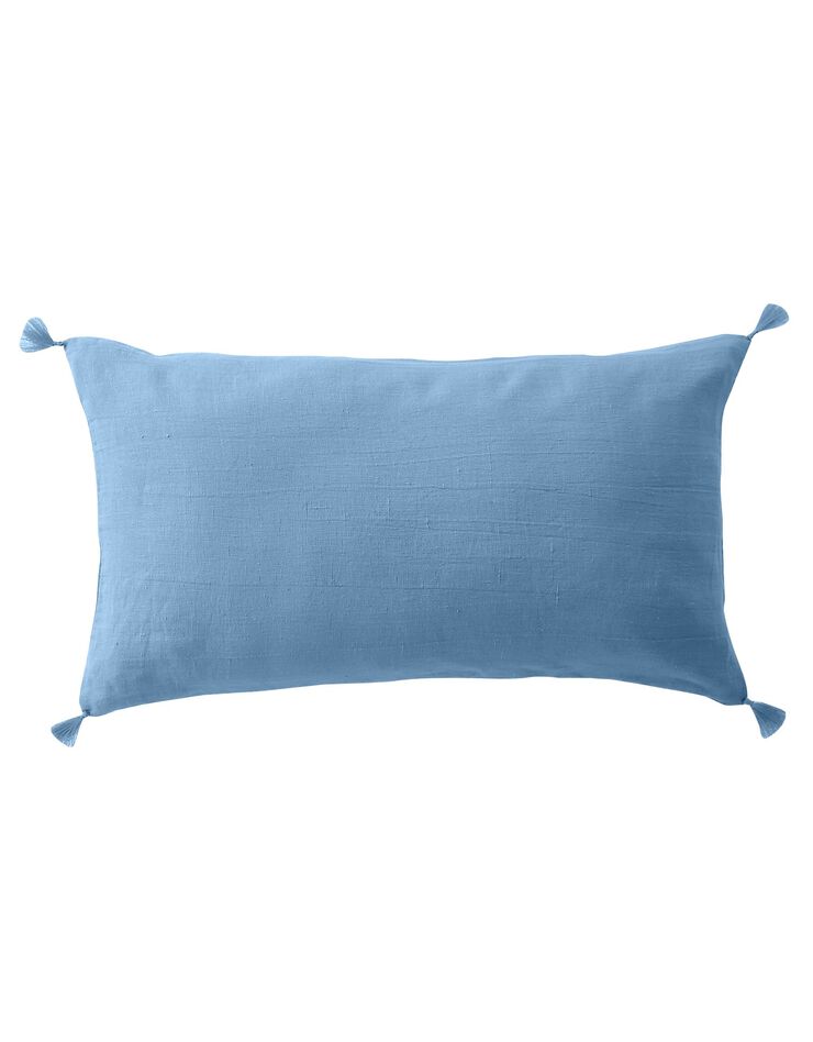 Housse de coussin unie 100% lin lavé - lot de 2 (bleu) Housse de coussin unie 100% lin lavé - lot de 2 (bleu)