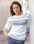 Pull graphique manches longues  (écru / bleu)