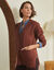 Gilet long boutonn&eacute;, volume loose (noisette)