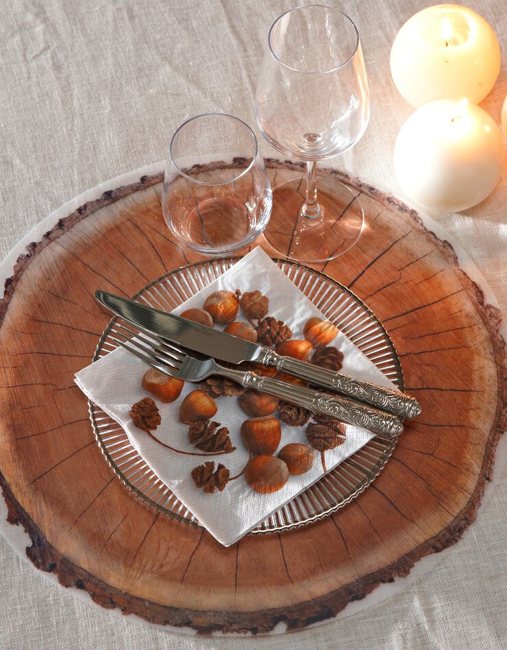 Set de table imprimé "rondin" - lot de 4 (marron)