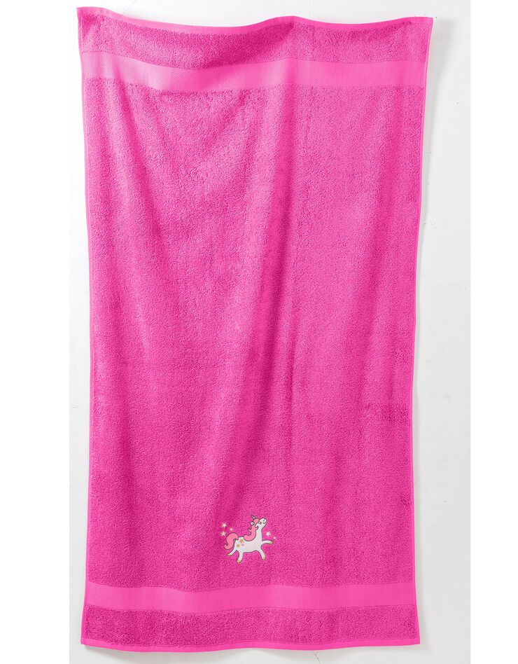 Collection éponge enfant brodée licorne coton - 380 g/m² (fuchsia)