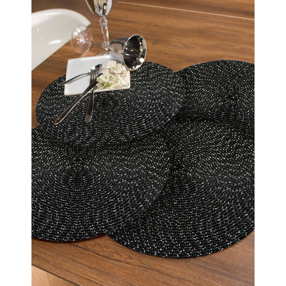 Set de table rond design métallisé - Lot de 4 (noir)